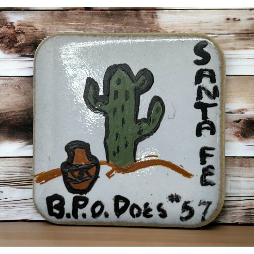 Santa Fe NM Refrigerator Magnet Vintage Cactus Pottery Desert B.P.O. Does #57